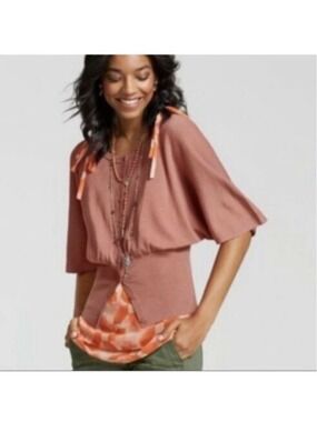 CAbi Brick Dust Kimono Cardigan Size M and Matching V-Neck Cami Size M EUC